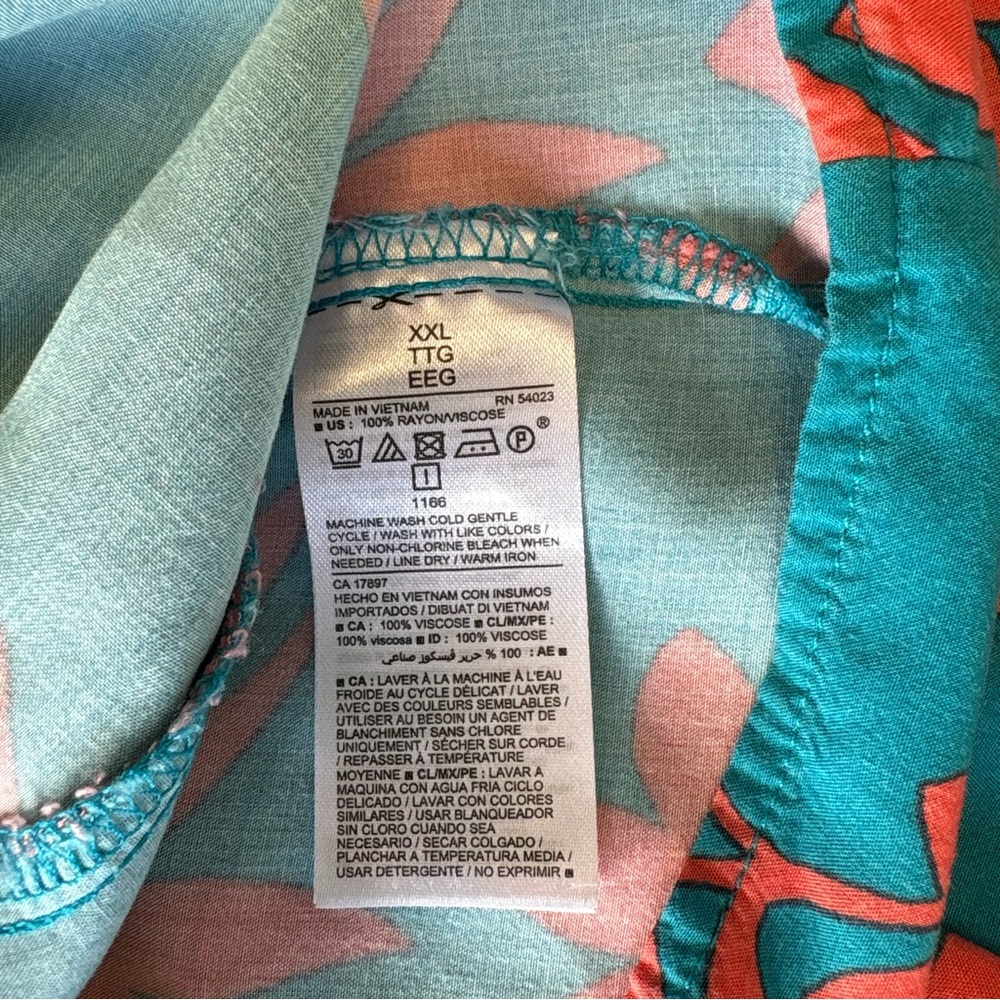 Old Navy Teal and Coral Floral Dress - Picture 3 of 8